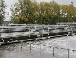 Veolia Australia advanced wastewater treatment plant with filtration tanks and pipes