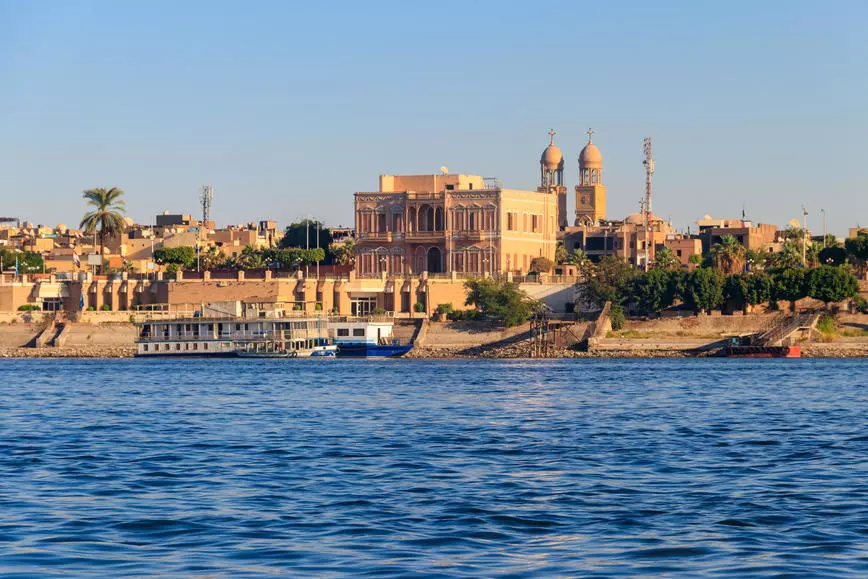 Landscape of the Nile River near the city of Luxor, Egypt